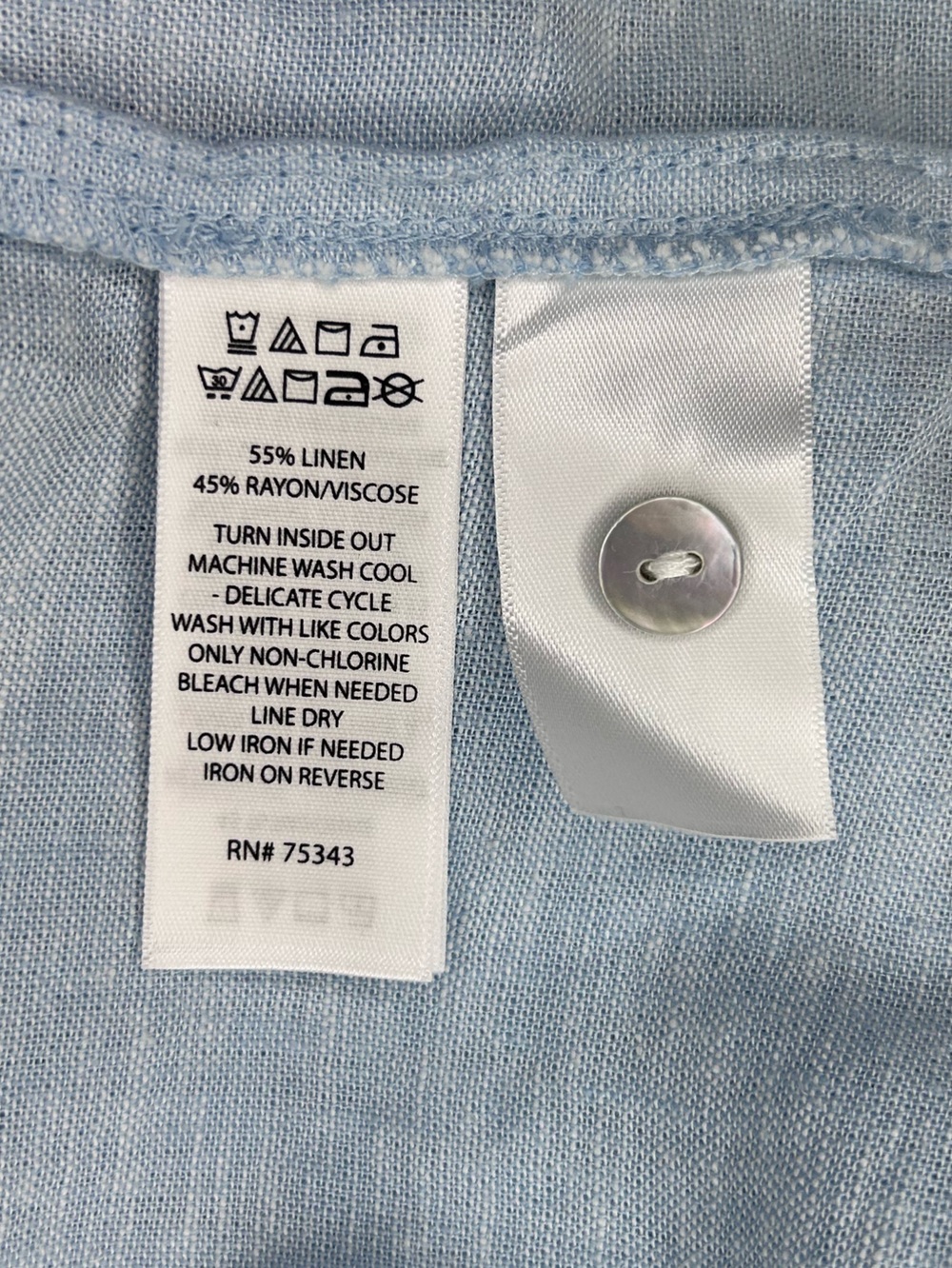 Laura Ashley Women’s Long Sleeve Button-Down Shirt Linen Blend Casual Lt Blue XL - Picture 8 of 10
